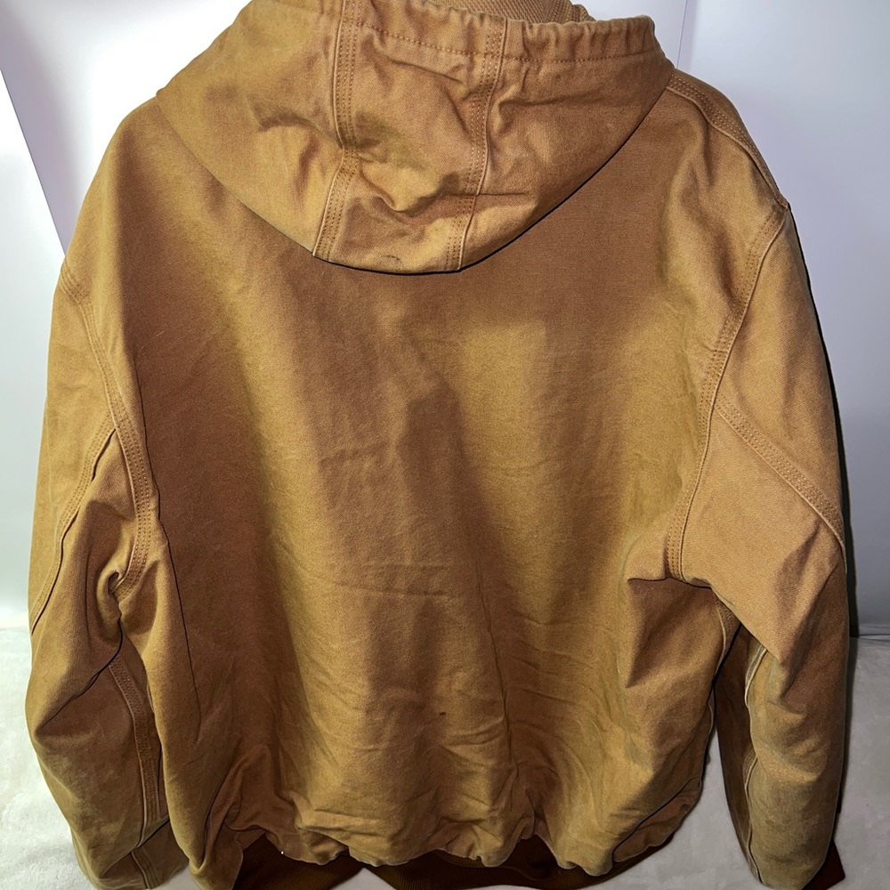 Carhartt Work Jacket 2XL Khaki Men’s Heavyweight Full Zip Hoodie Canvas J131 BRN - Picture 8 of 8